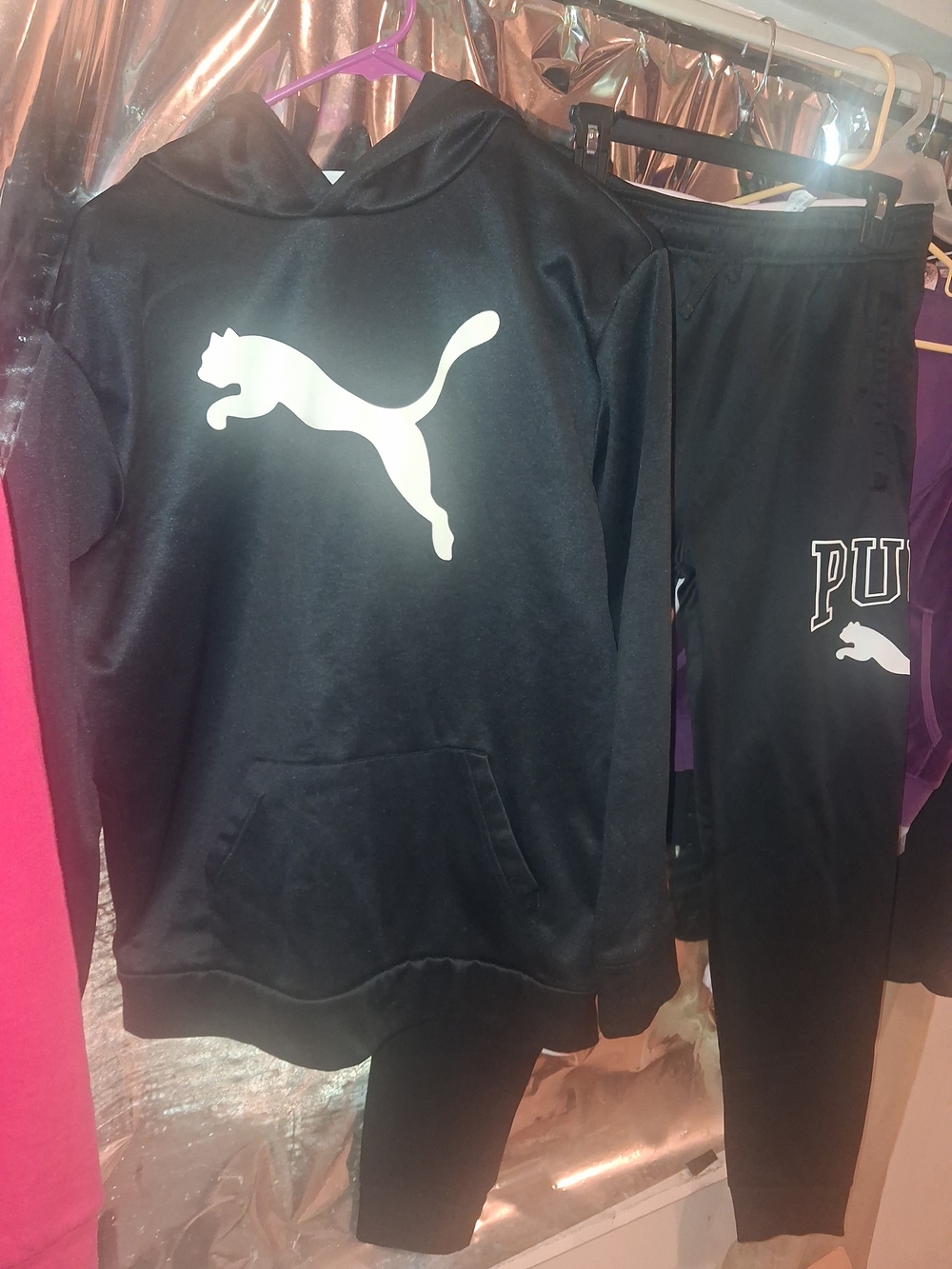Puma Black Cat Logo Hoodie & Jogger Set